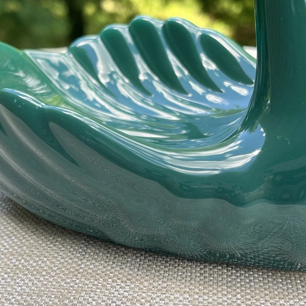 Vintage Springs Swan Soap Dish Dark Green Ceramic Trinket Bowl Bathroom Vanity‎